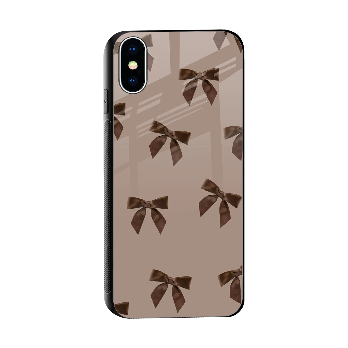 Brown Bow sleek iphone xs cover with tempered glass back and TPU edges