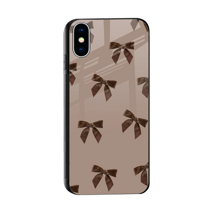 Brown Bow sleek iphone xs cover with tempered glass back and TPU edges