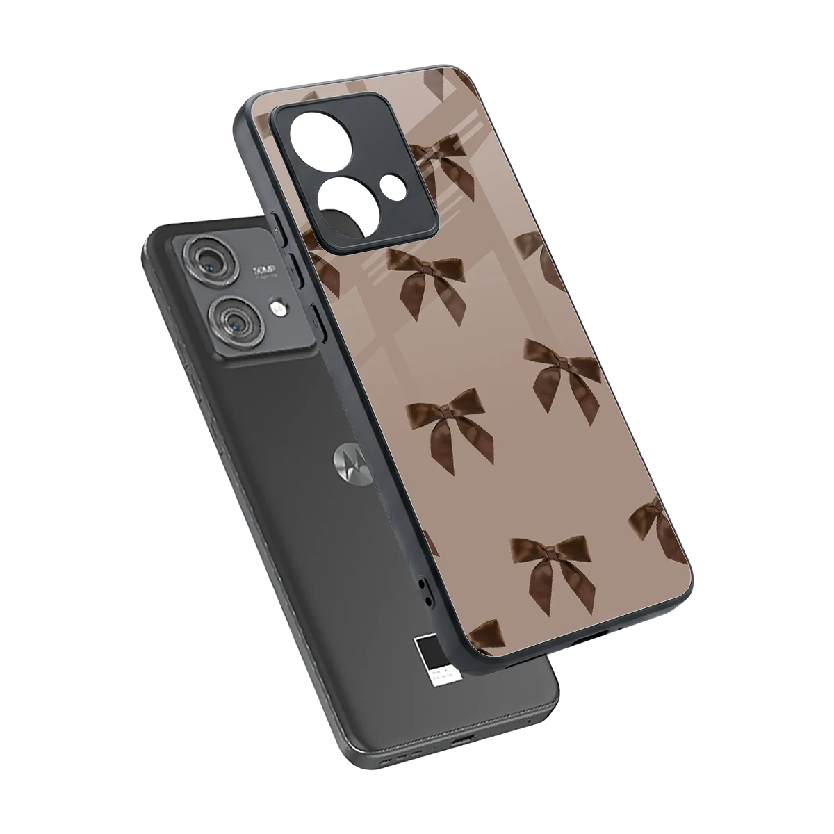 Brown Bow sleek motorola edge 40 neo 5g cover with tempered glass back and TPU edges
