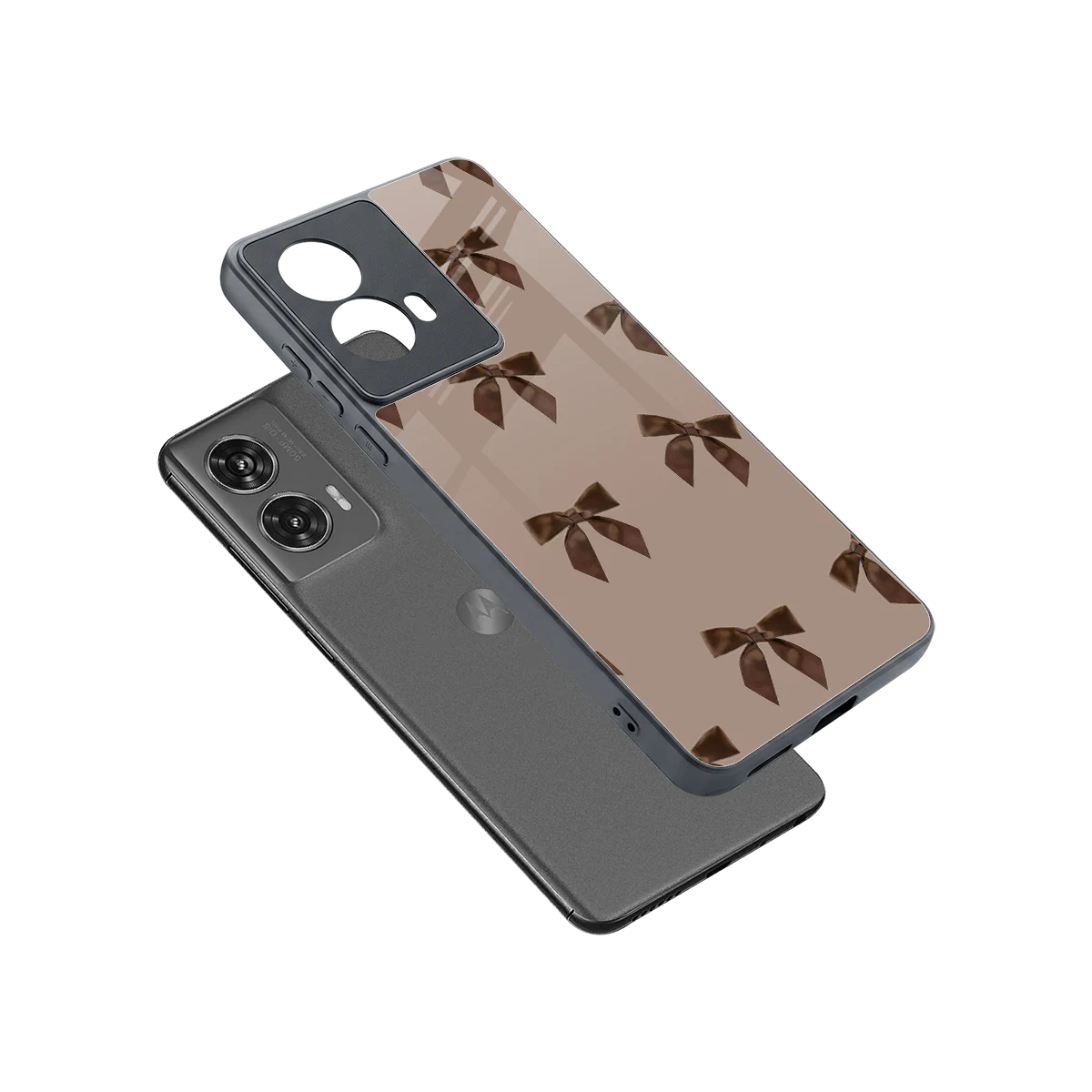 Brown Bow sleek motorola edge 50 fusion cover with tempered glass back and TPU edges