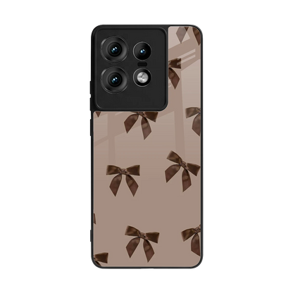 Brown Bow back phone cover | glass case for motorola edge 50 pro