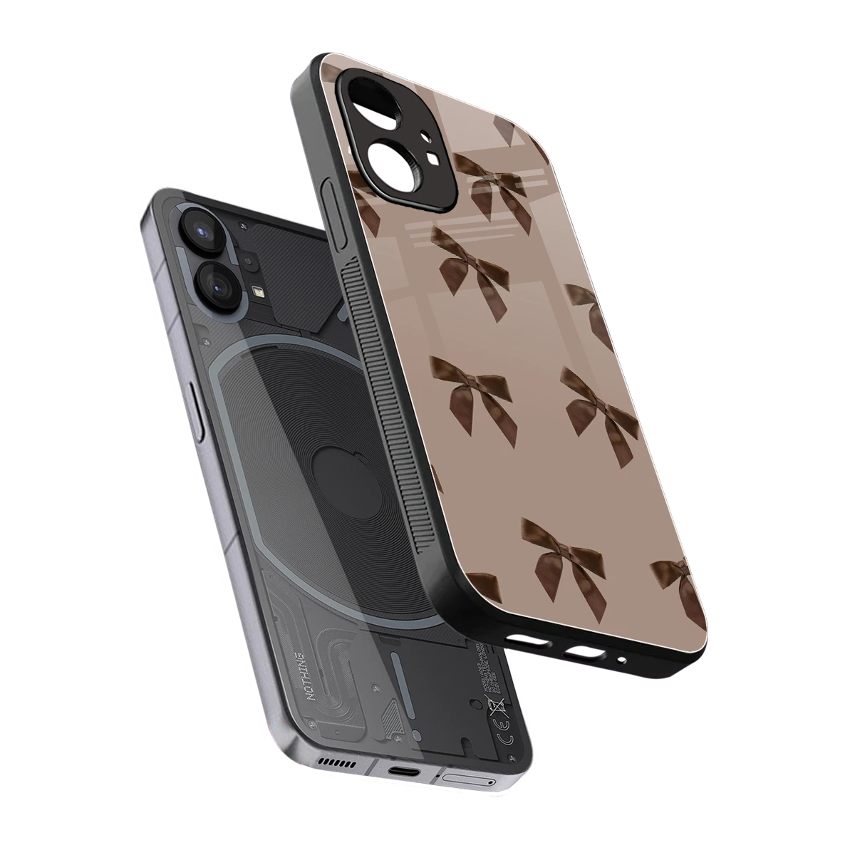 Brown Bow sleek nothing phone 1 cover with tempered glass back and TPU edges