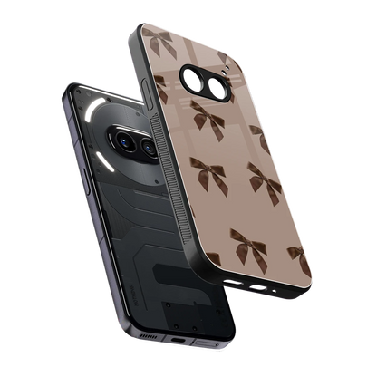 Brown Bow sleek nothing phone 2a cover with tempered glass back and TPU edges