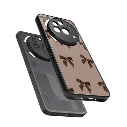 Brown Bow sleek nothing phone 3a pro cover with tempered glass back and TPU edges