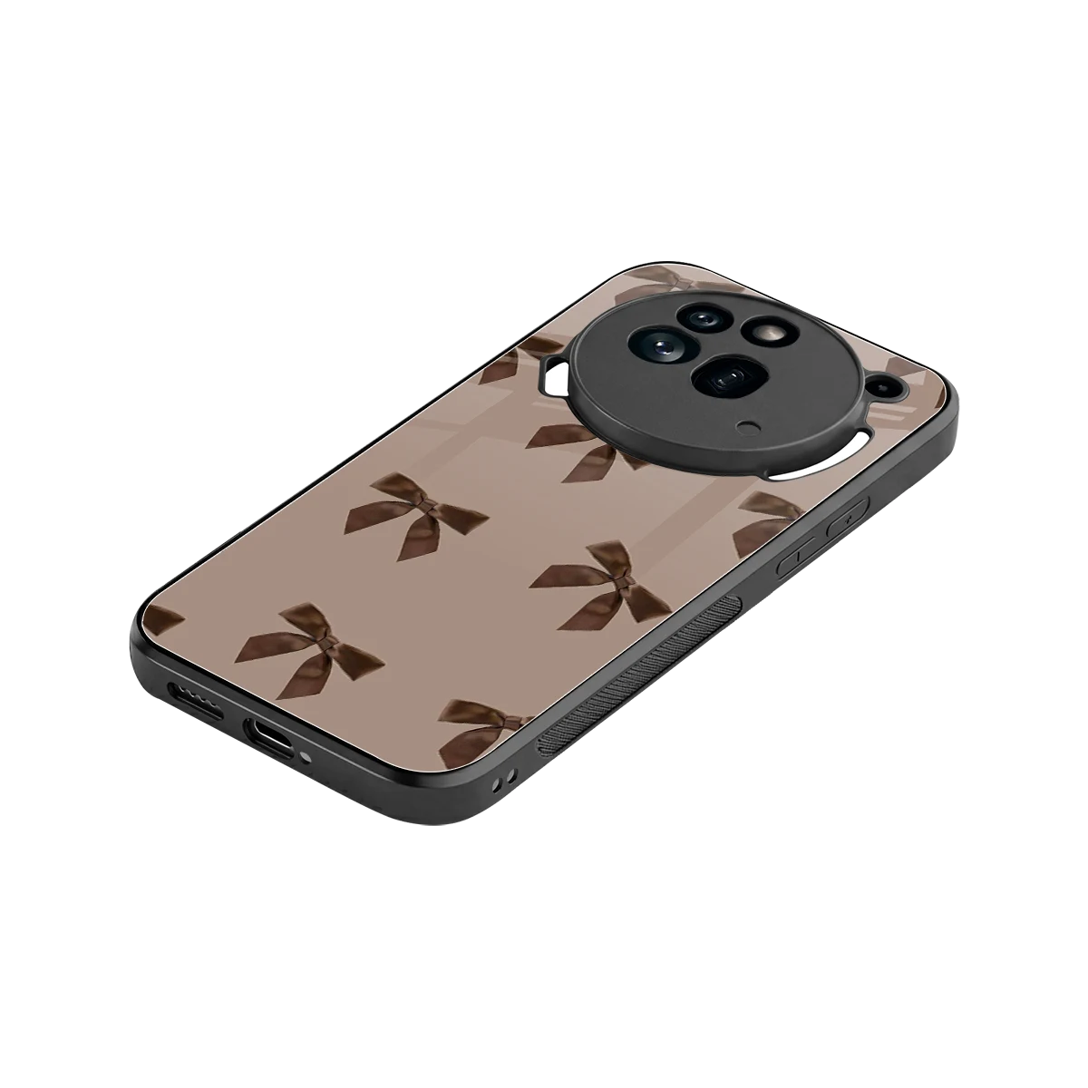 Brown Bow stylish phone case for nothing phone 3a pro | glossy glass and slim fit