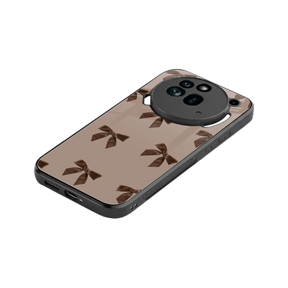 Brown Bow stylish phone case for nothing phone 3a pro | glossy glass and slim fit