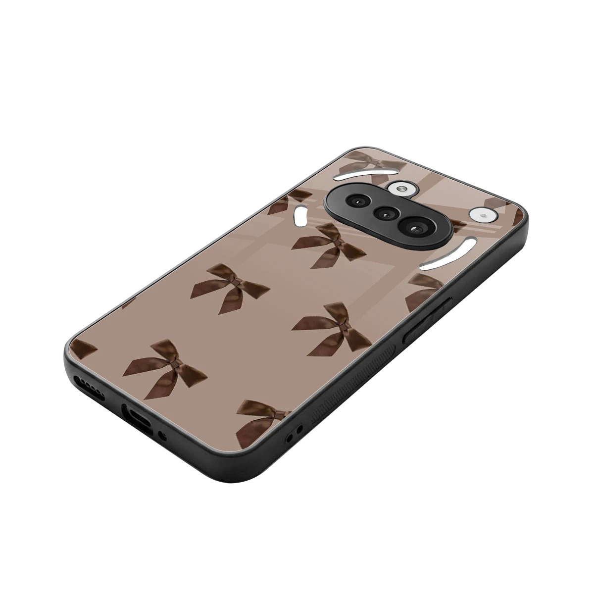 Brown Bow stylish phone case for nothing phone 3a | glossy glass and slim fit