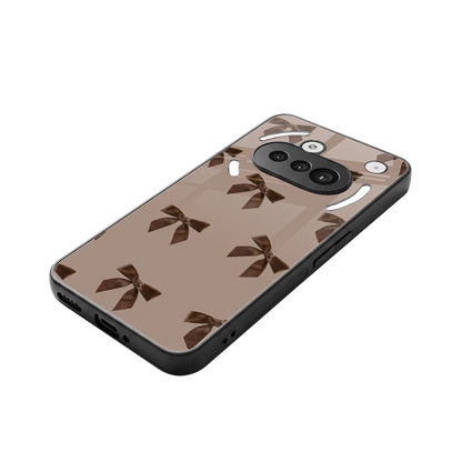 Brown Bow stylish phone case for nothing phone 3a | glossy glass and slim fit