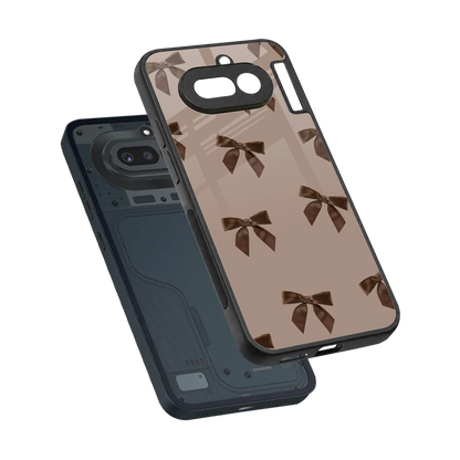 Brown Bow sleek nothing phone 4a cover with tempered glass back and TPU edges