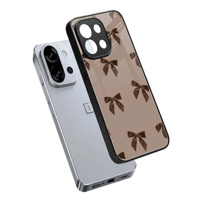Brown Bow sleek oneplus 13s cover with tempered glass back and TPU edges
