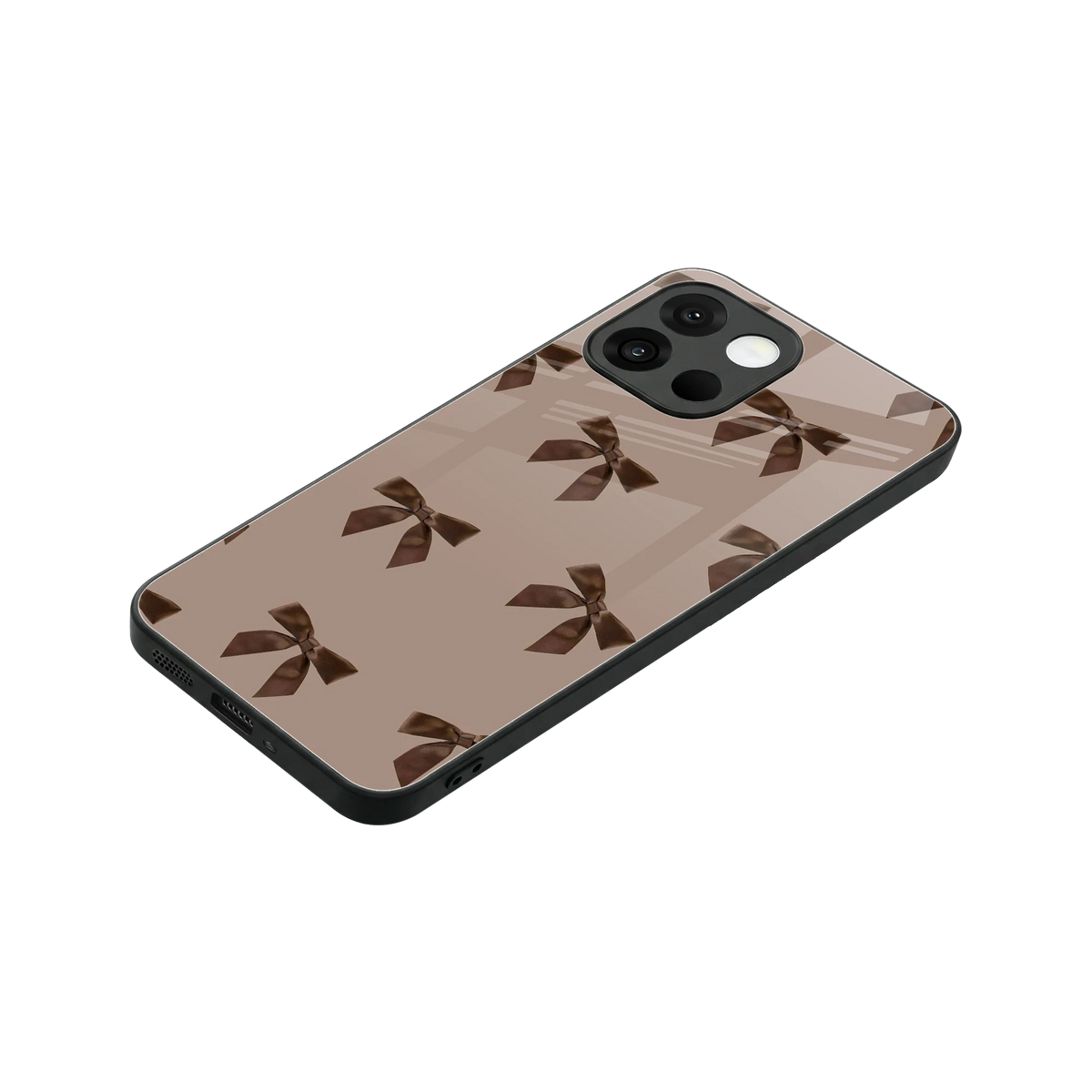 Brown Bow stylish phone case for oneplus 13s | glossy glass and slim fit