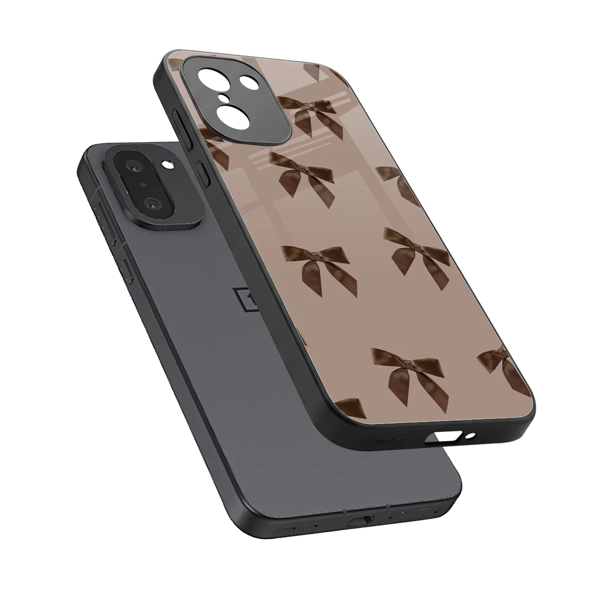 Brown Bow sleek oneplus 15r cover with tempered glass back and TPU edges