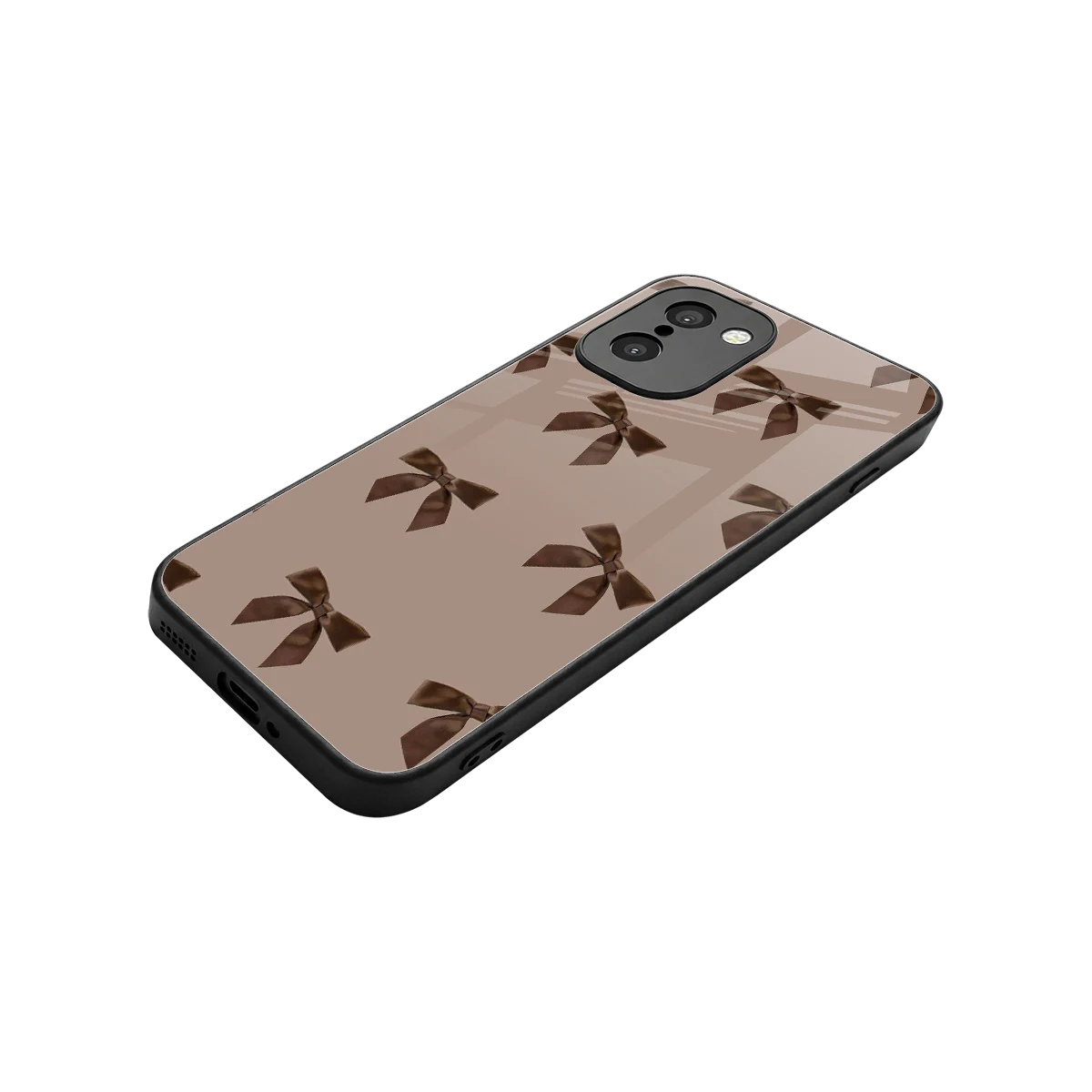 Brown Bow stylish phone case for oneplus 15r | glossy glass and slim fit
