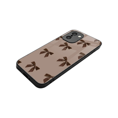 Brown Bow stylish phone case for oneplus 15r | glossy glass and slim fit