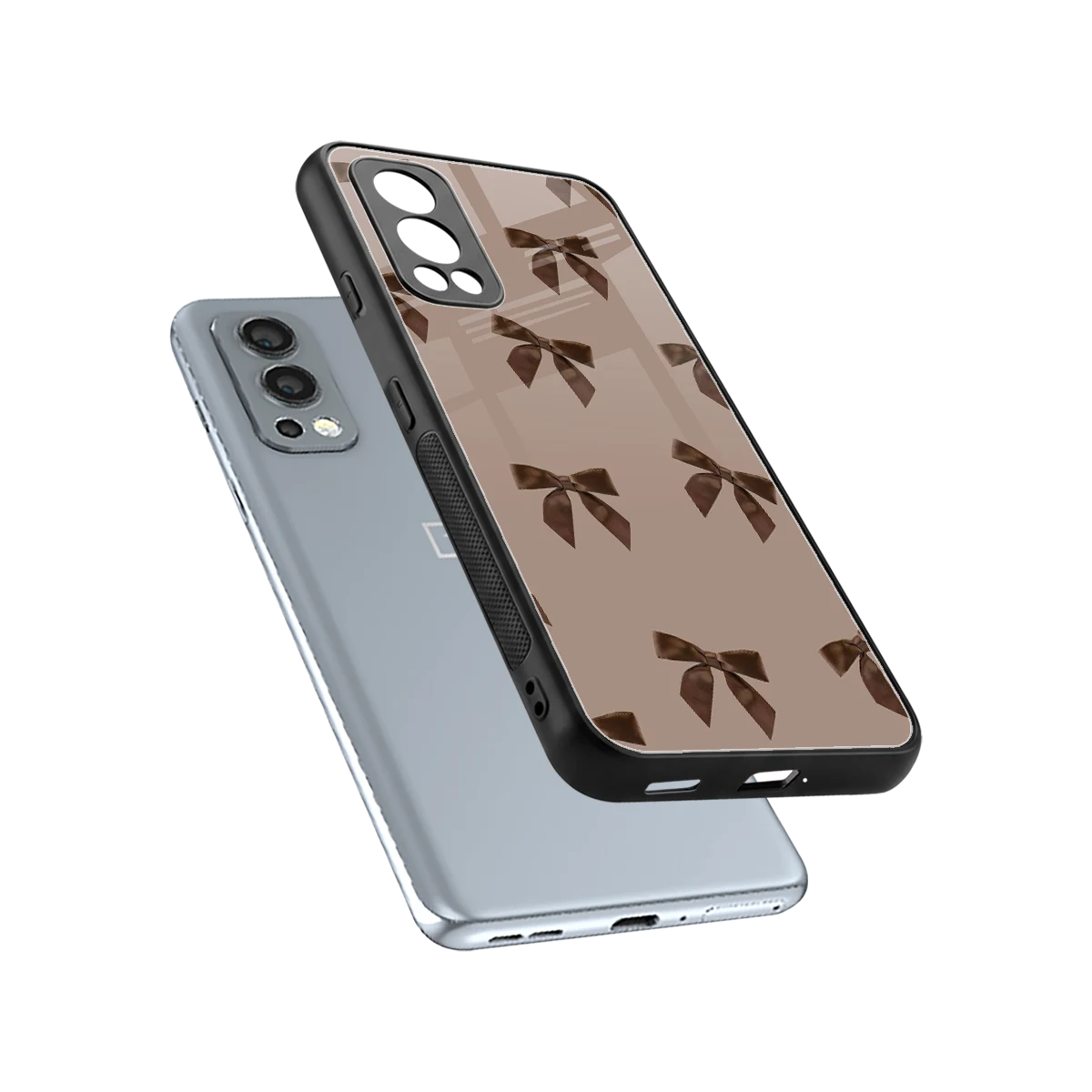 Brown Bow sleek oneplus nord 2 cover with tempered glass back and TPU edges