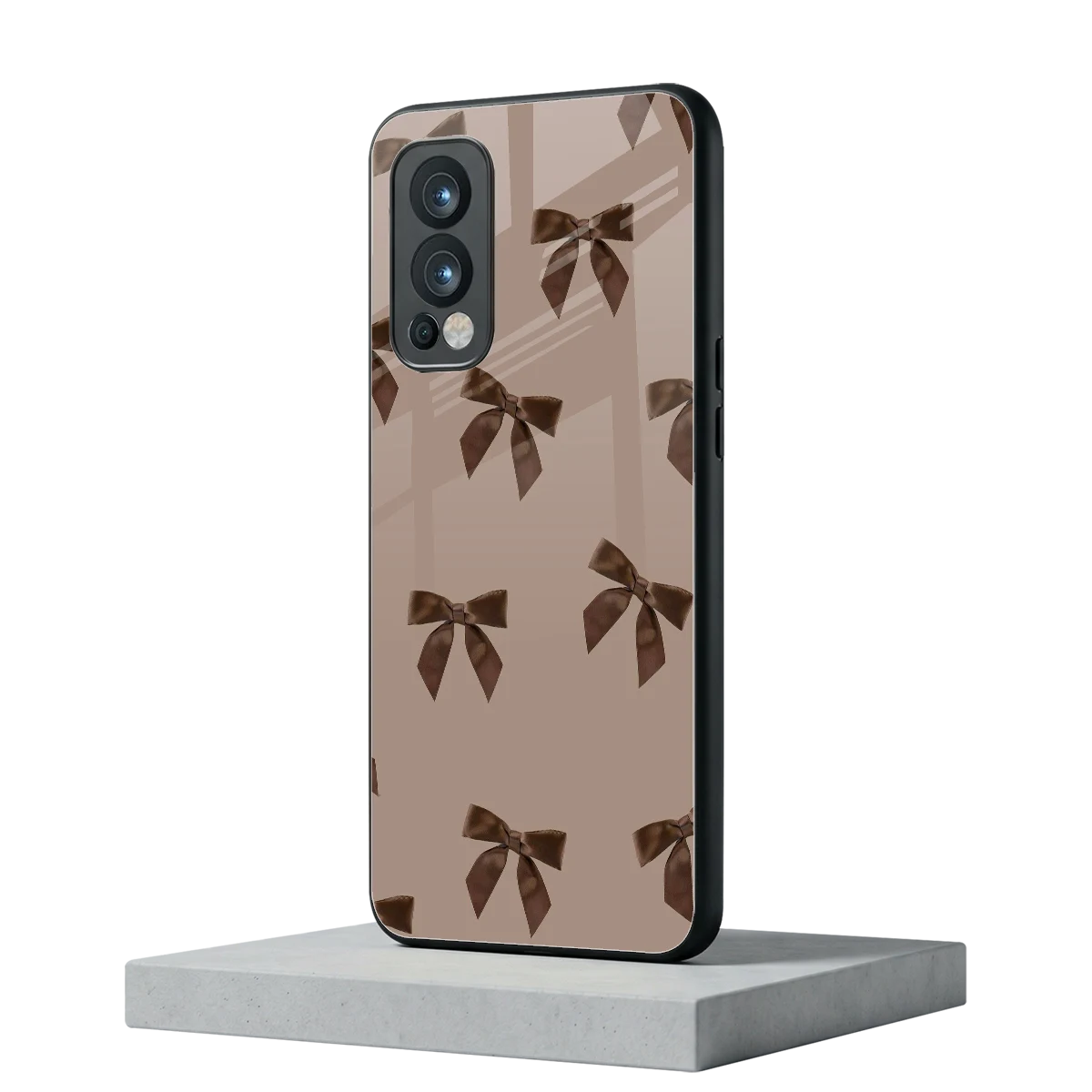 Brown Bow oneplus nord 2 mobile cover | shockproof glass phone case