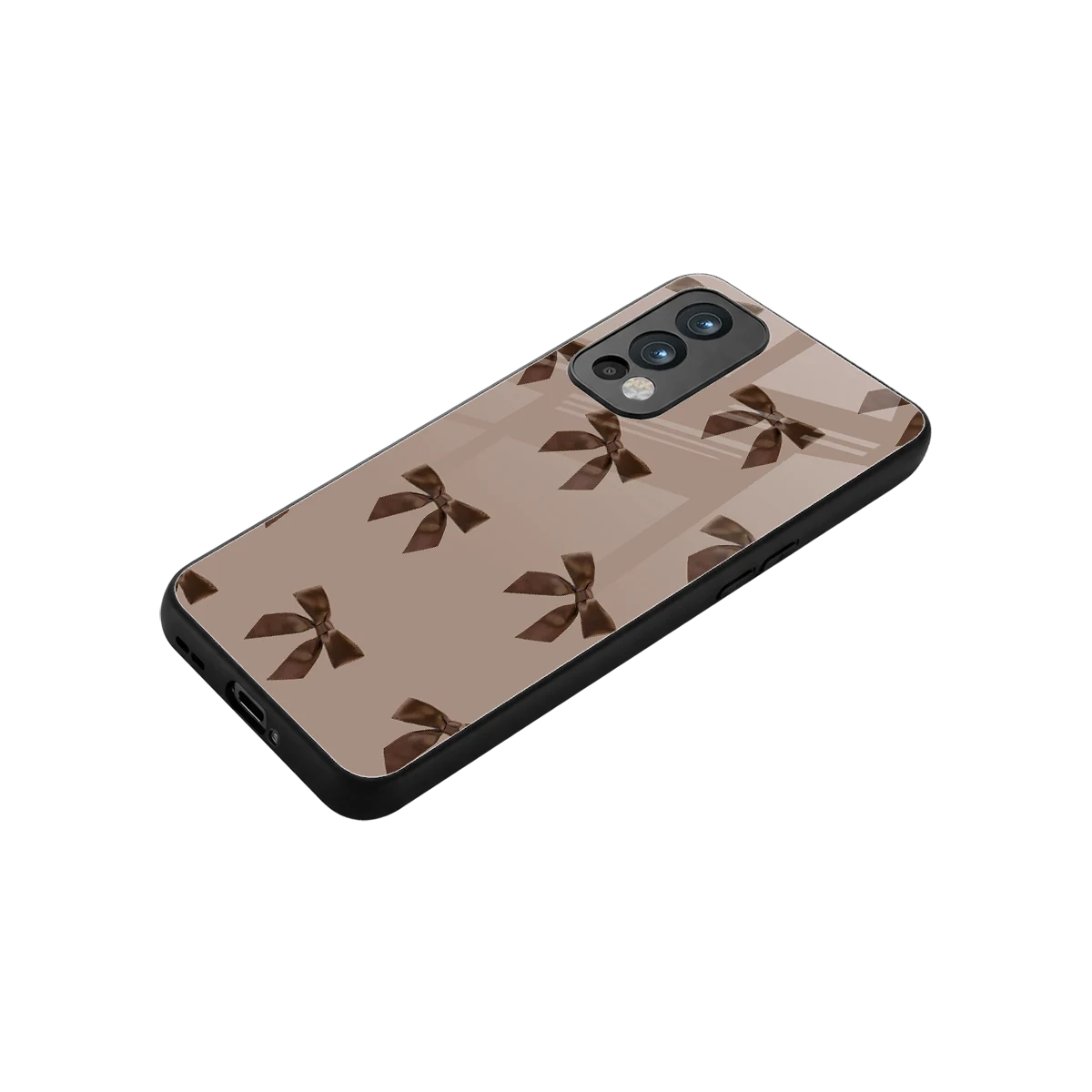Brown Bow stylish phone case for oneplus nord 2 | glossy glass and slim fit