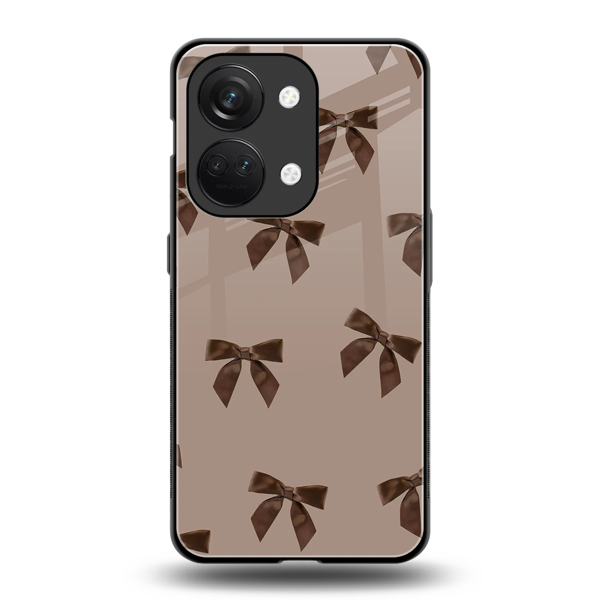 Brown Bow back phone cover | glass case for oneplus nord 3