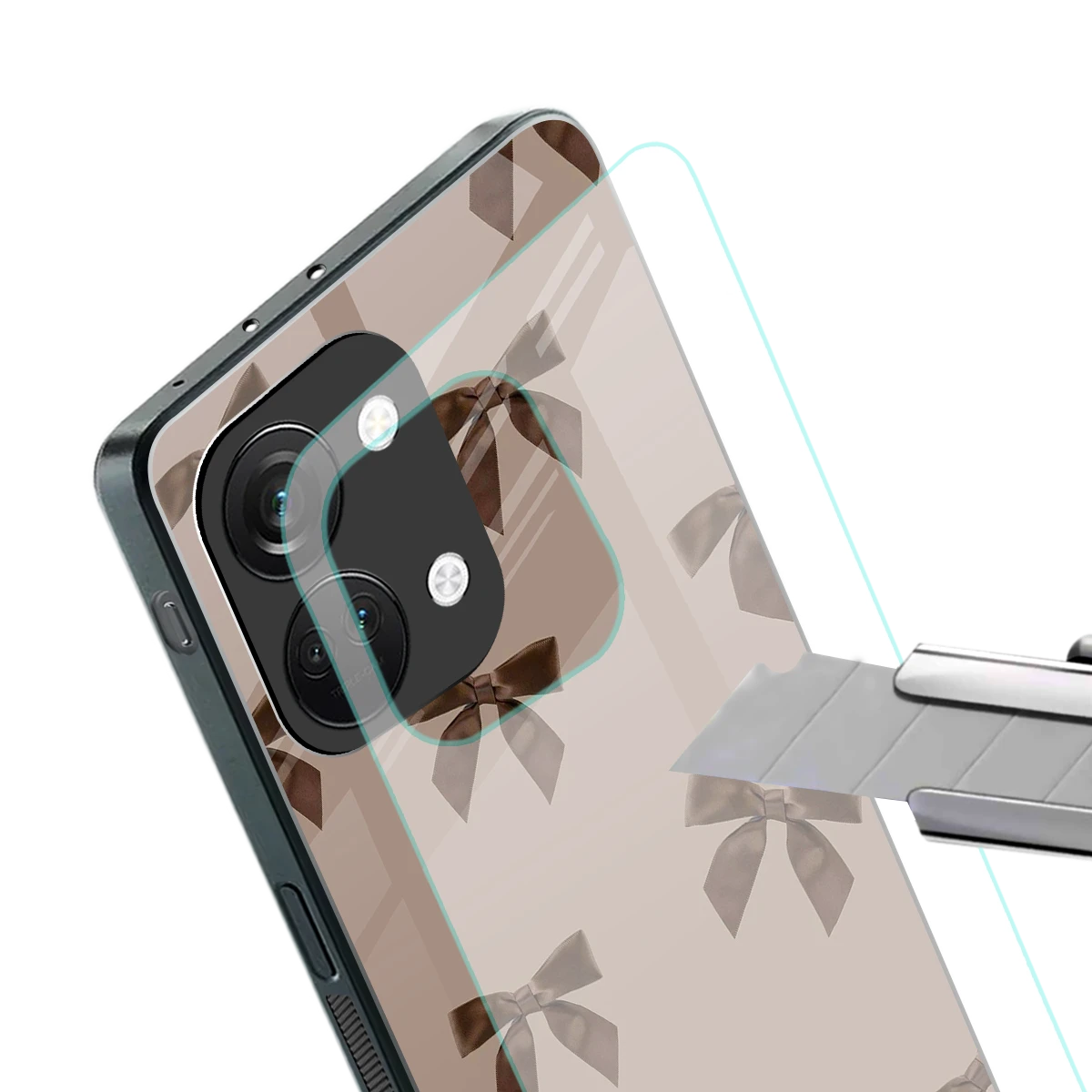 Brown Bow stylish phone case for oneplus nord 3 | glossy glass and slim fit