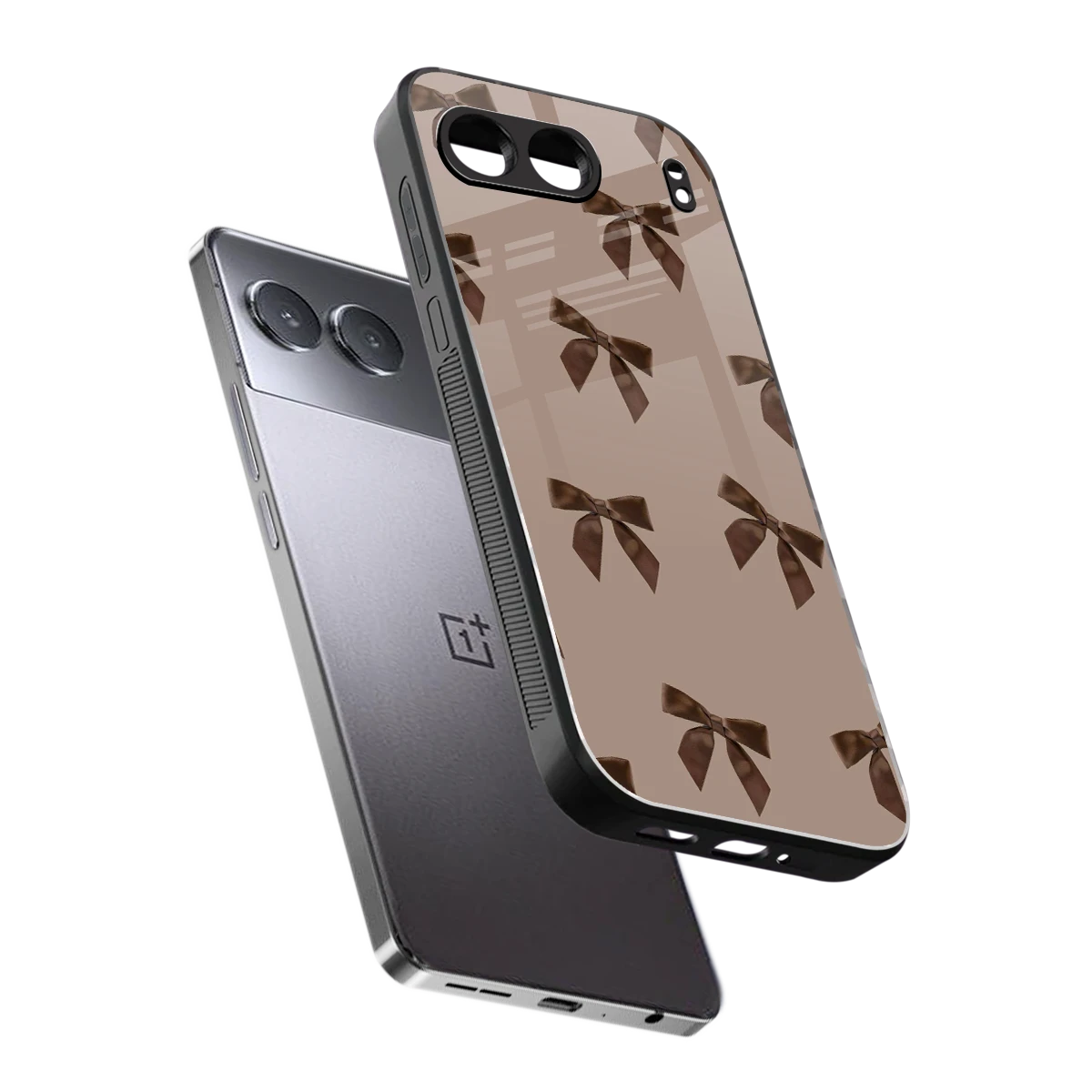 Brown Bow sleek oneplus nord 4 cover with tempered glass back and TPU edges