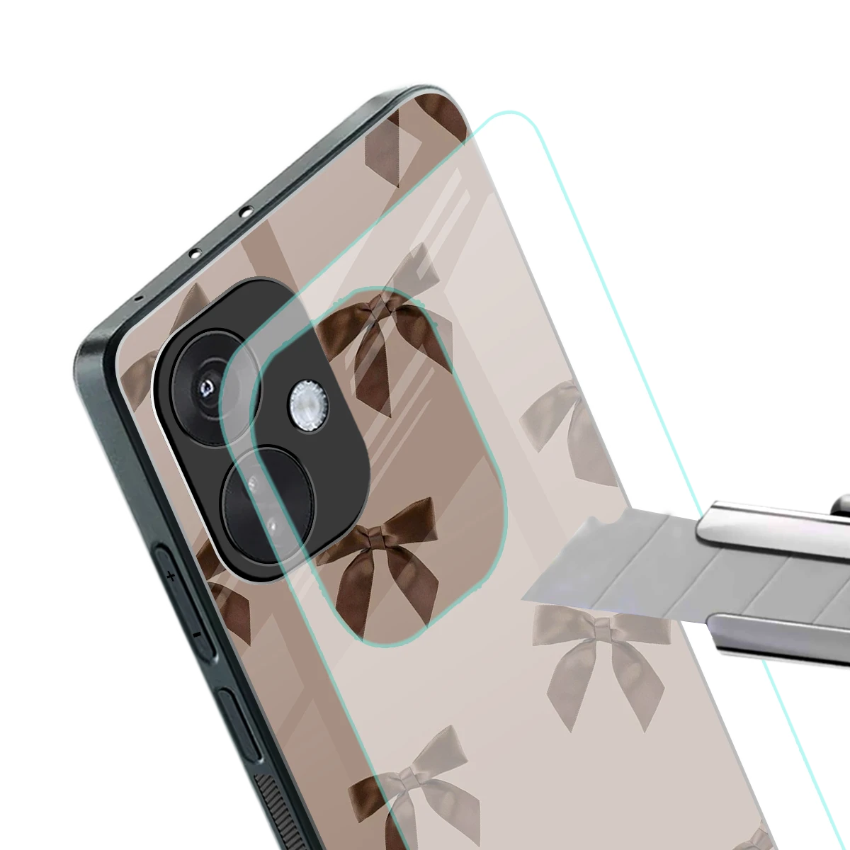 Brown Bow stylish phone case for oneplus nord ce 3 | glossy glass and slim fit