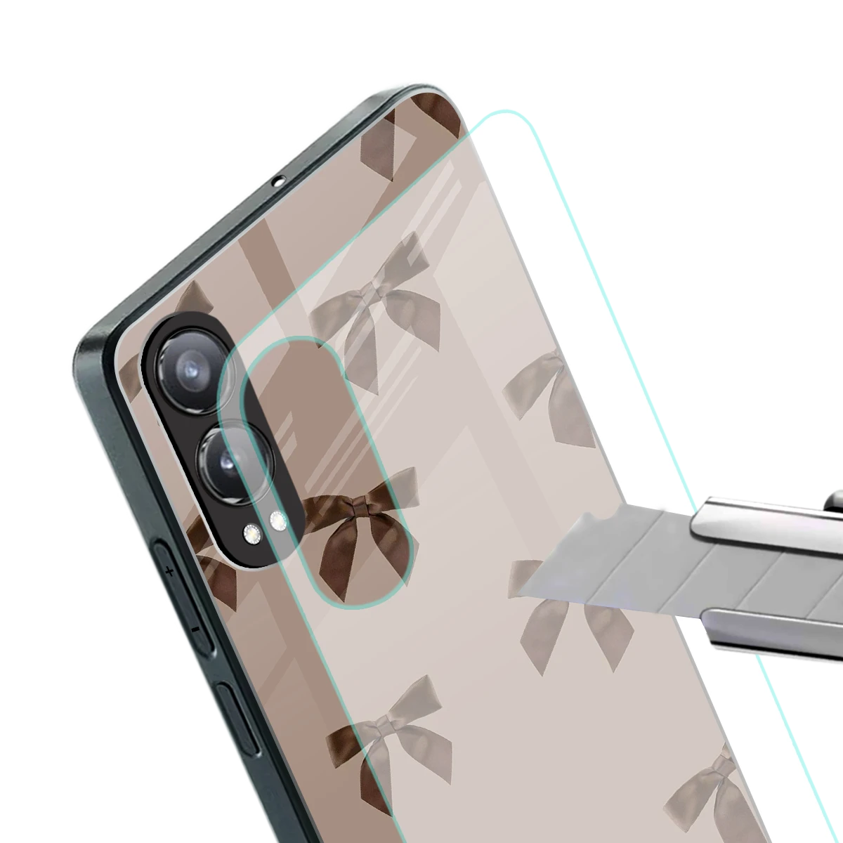 Brown Bow stylish phone case for oneplus nord ce 4 lite | glossy glass and slim fit