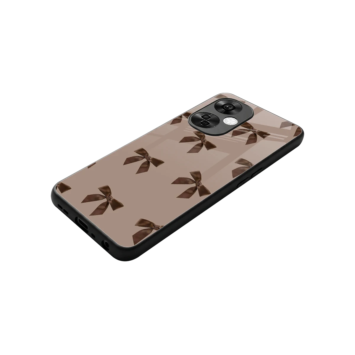 Brown Bow stylish phone case for oneplus nord ce 3 lite | glossy glass and slim fit