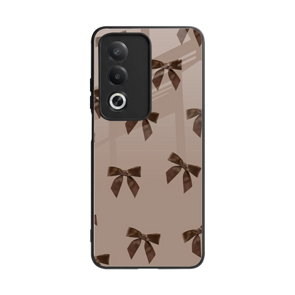 Brown Bow back phone cover | glass case for oppo a3 pro