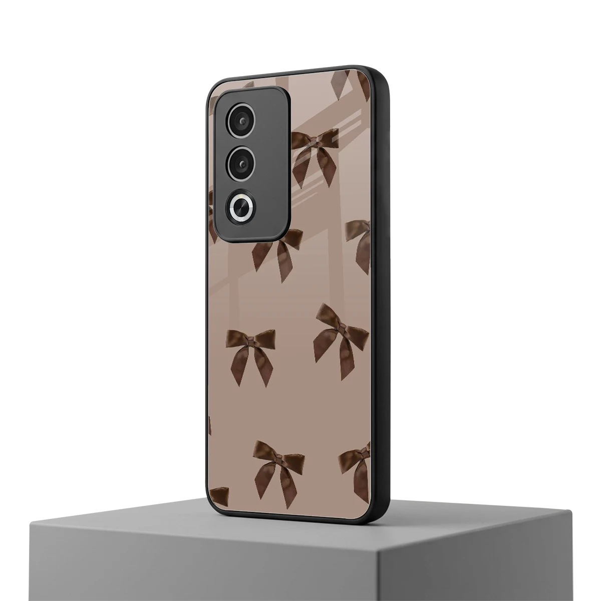 Brown Bow oppo a3 pro mobile cover | shockproof glass phone case