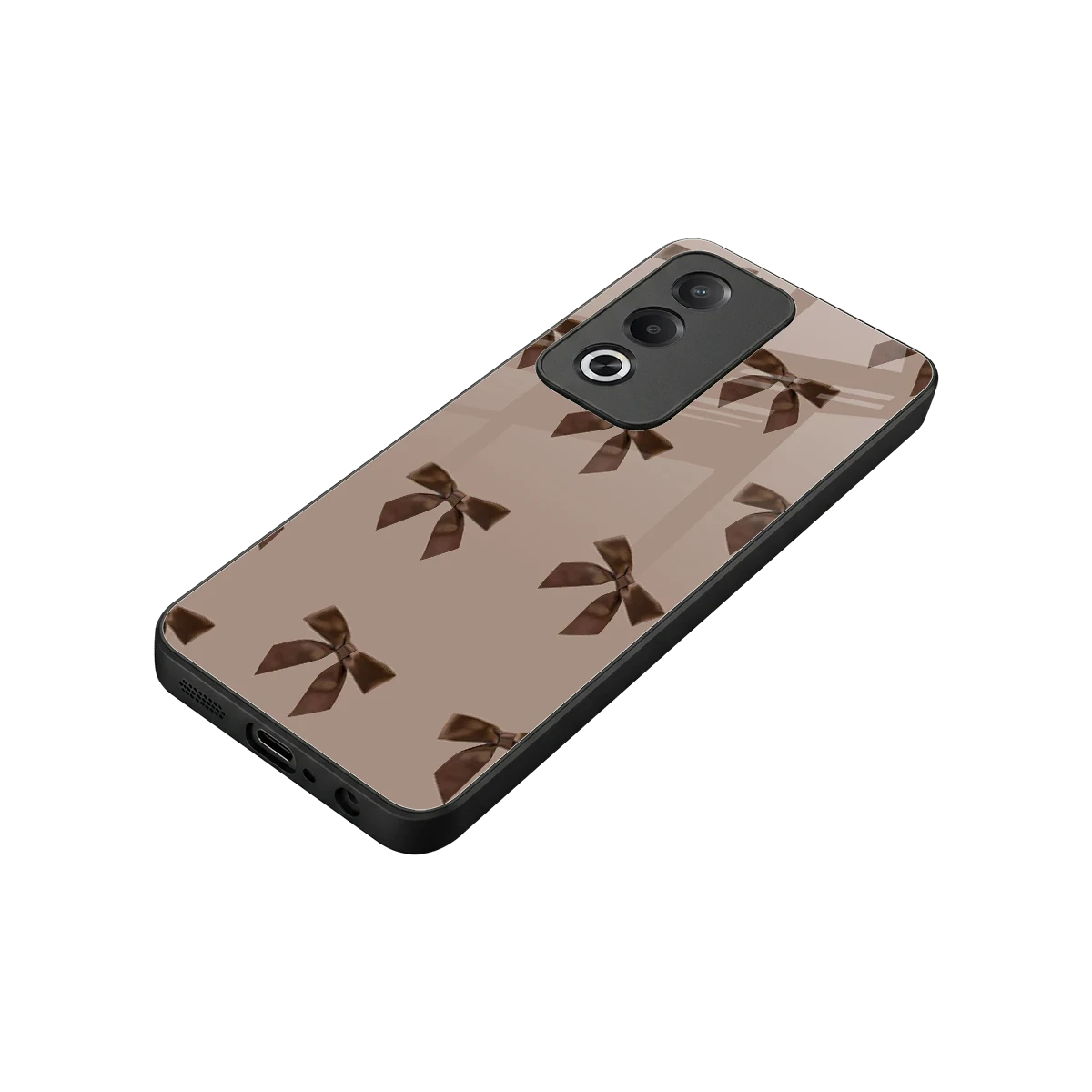 Brown Bow stylish phone case for oppo a3 pro | glossy glass and slim fit