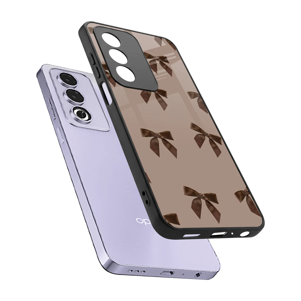 Brown Bow sleek oppo a3 pro cover with tempered glass back and TPU edges