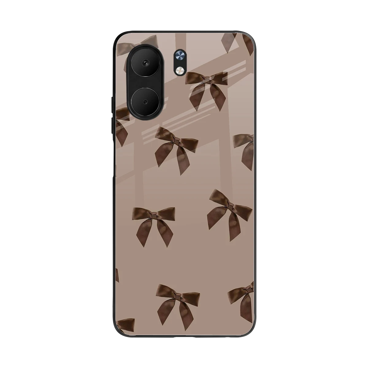Brown Bow back phone cover | glass case for oppo a5x 5g
