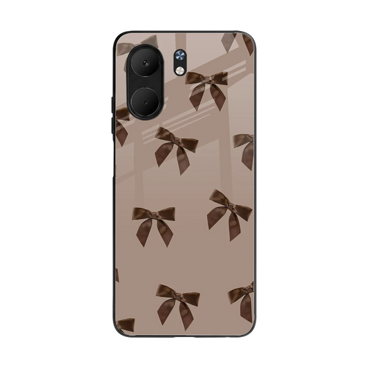 Brown Bow back phone cover | glass case for oppo a5x 5g