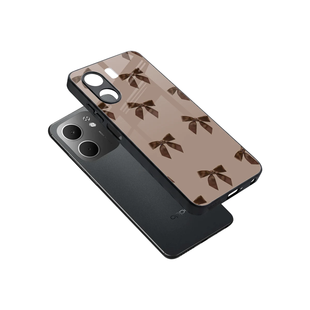 Brown Bow sleek oppo a5x 5g cover with tempered glass back and TPU edges