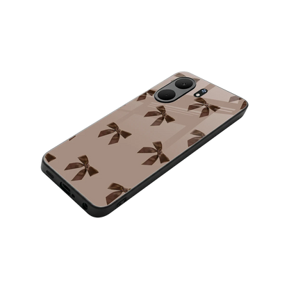 Brown Bow stylish phone case for oppo a5x 5g | glossy glass and slim fit