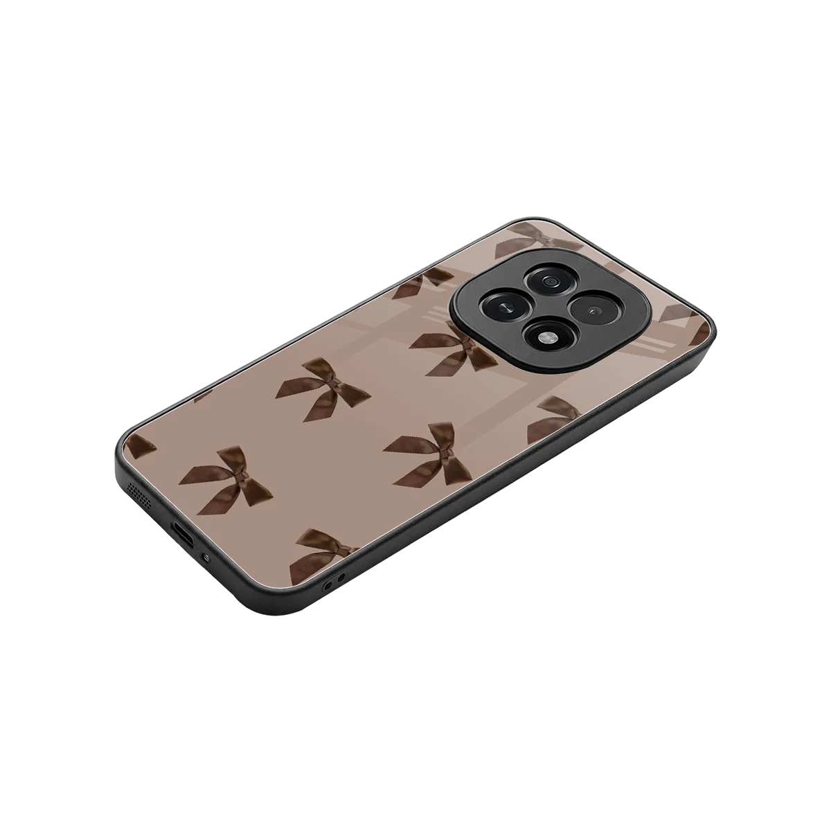 Brown Bow stylish phone case for oppo f29 5g | glossy glass and slim fit