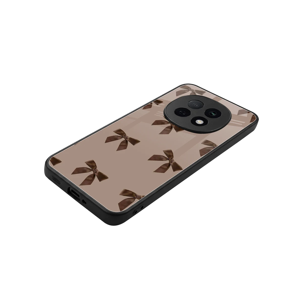 Brown Bow stylish phone case for oppo f29 pro 5g | glossy glass and slim fit