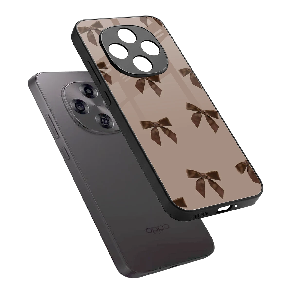 Brown Bow sleek oppo f31 pro 5g cover with tempered glass back and TPU edges