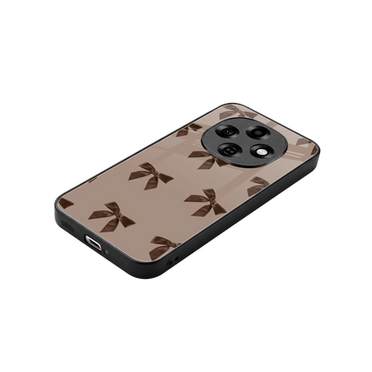 Brown Bow stylish phone case for oppo f31 pro 5g | glossy glass and slim fit