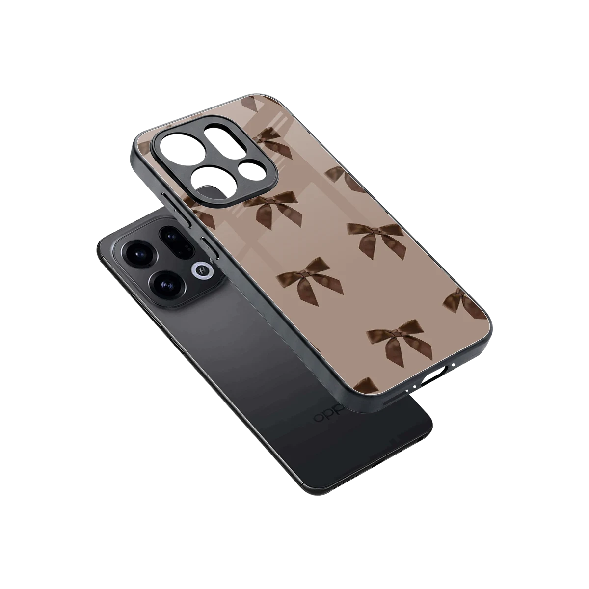 Brown Bow sleek oppo find x9 cover with tempered glass back and TPU edges