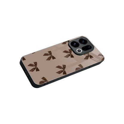 Brown Bow stylish phone case for oppo find x9 | glossy glass and slim fit