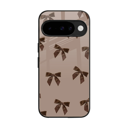 Brown Bow back phone cover | glass case for google pixel 10