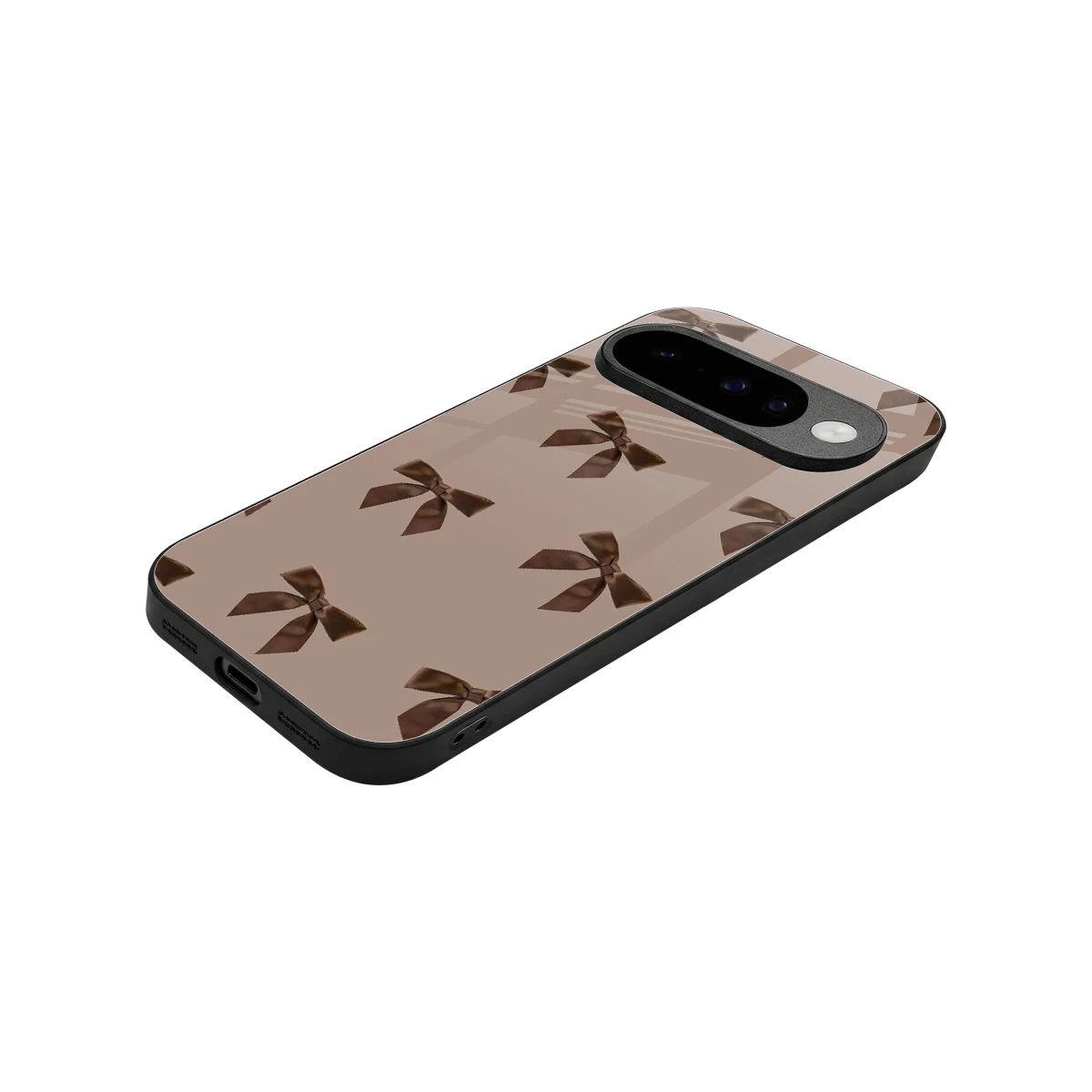 Brown Bow stylish phone case for google pixel 10 | glossy glass and slim fit