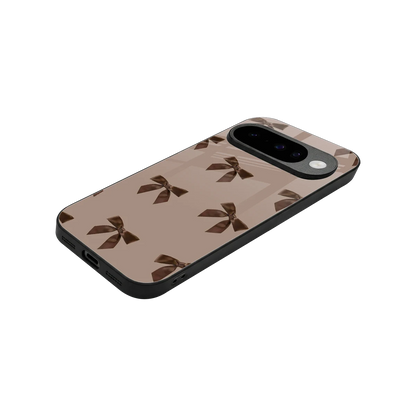 Brown Bow stylish phone case for google pixel 10 | glossy glass and slim fit