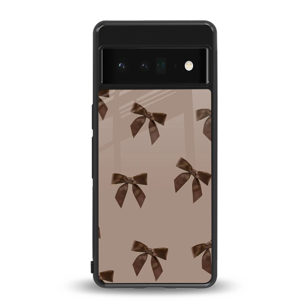 Brown Bow back phone cover | glass case for google pixel 6 pro