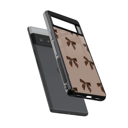 Brown Bow sleek google pixel 6 pro cover with tempered glass back and TPU edges