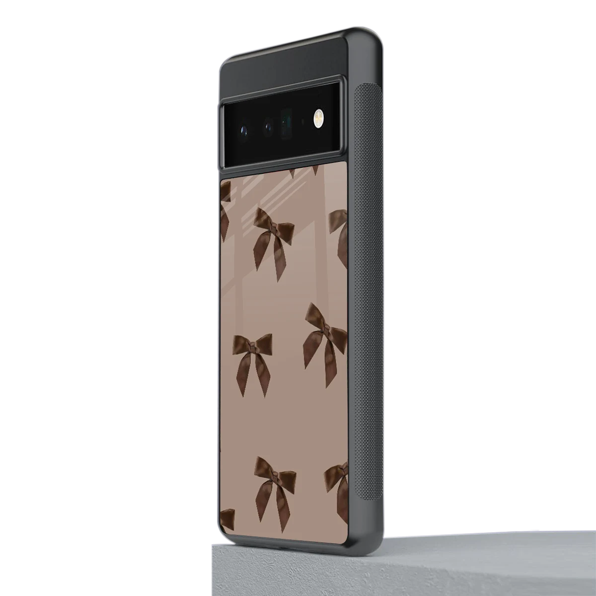 Brown Bow stylish phone case for google pixel 6 pro | glossy glass and slim fit