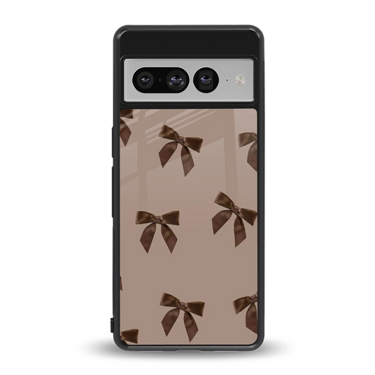 Brown Bow back phone cover | glass case for google pixel 7 pro