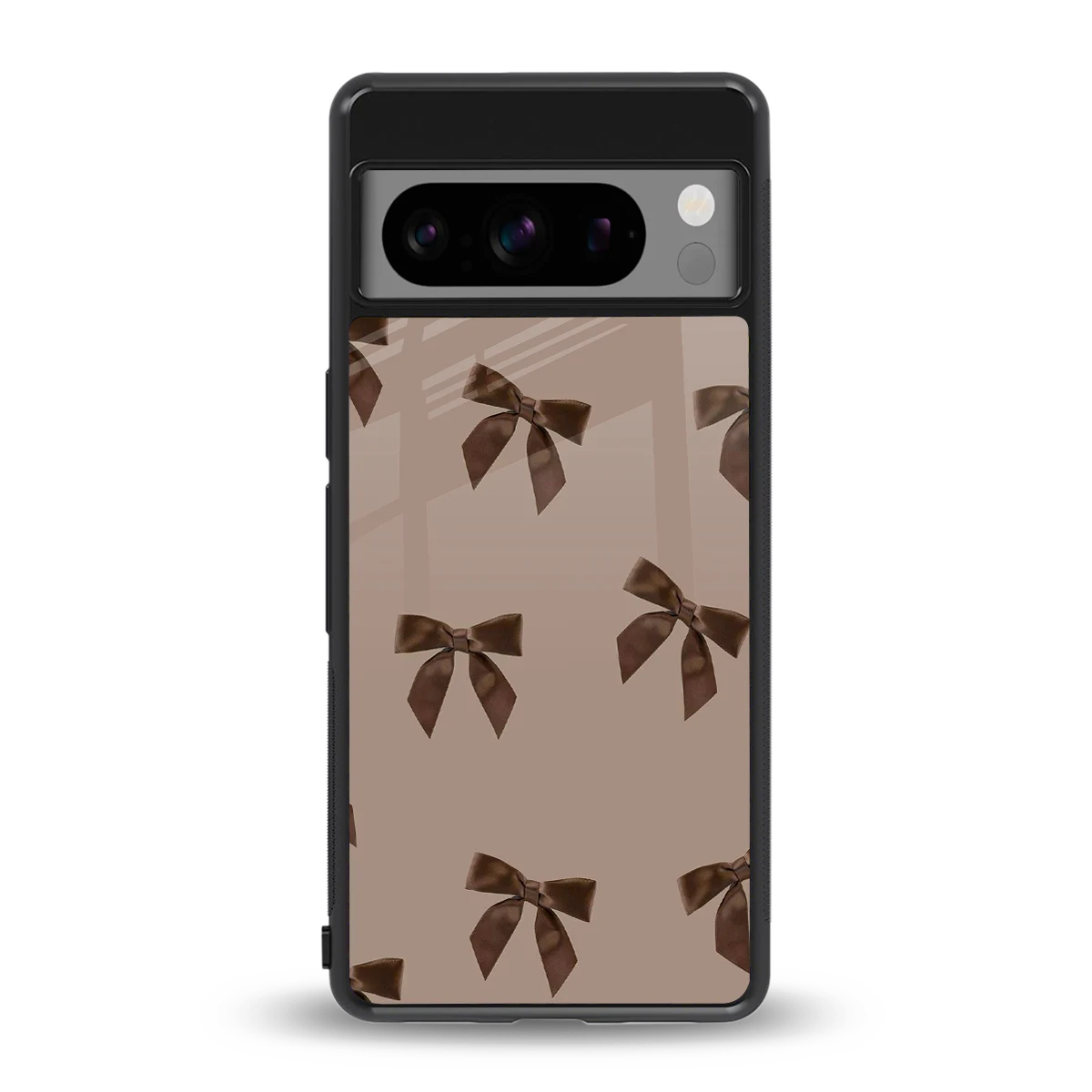 Brown Bow back phone cover | glass case for google pixel 8 pro