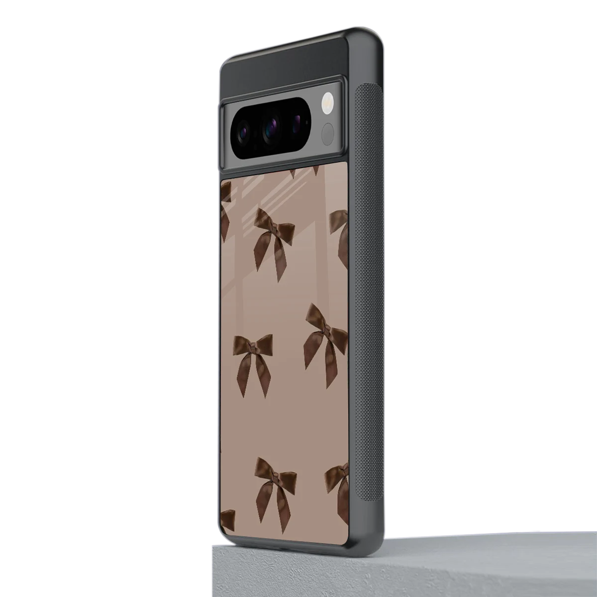 Brown Bow stylish phone case for google pixel 8 pro | glossy glass and slim fit